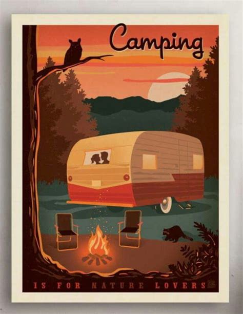 Camping Is For Nature Lovers Camping Art Camper Art Vintage Camping