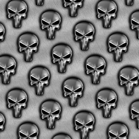 Punisher Skull On Brushed Steel Background —