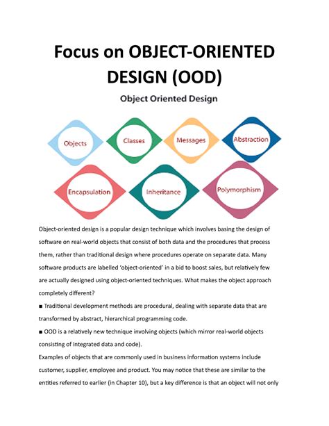 Focus On Object Oriented Design Focus On Object Oriented Design Ood