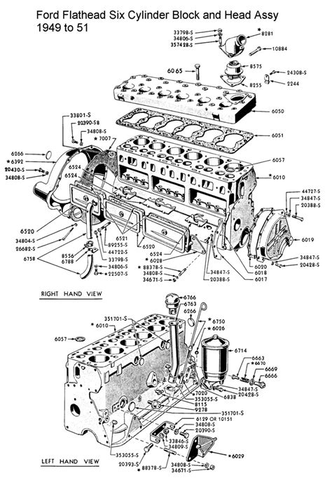 Ford Flathead Six Parts Drawings For The Six Cylinder Engine Built From 1941 To 1951
