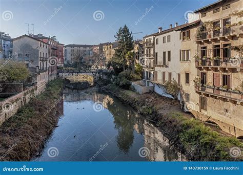 View From Ponte San Michele Ancient Stone Bridge In The Historic City