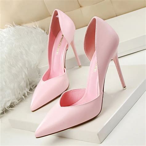Thin High Shoes Hollow Pink Heels Summer Women Elegant Pumps Pointed Sexy High Heeled Shoes