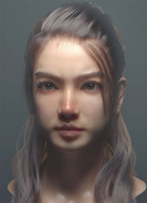 Artstation Asian Female Head Test W F Pencil Portrait Portrait