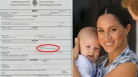 Archies Birth Certificate Reveals Surprising Details About Meghan
