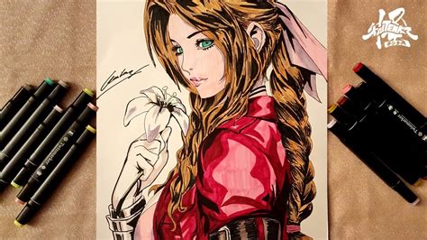 Drawing Aerith Gainsborough Final Fantasy Vii By Kaitenkz Art Youtube