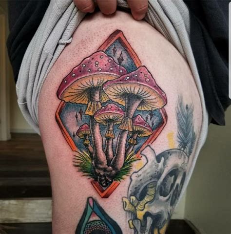 Fun And Colorful Mushroom Tattoo By Cody Cook Mushroom Tattoos