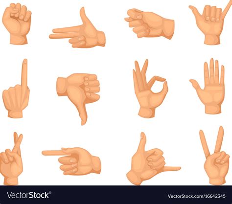 Different Hands Gestures Pictures Royalty Free Vector Image