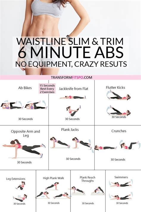 A Woman Is Doing The Same Exercises For Her Waist And Chest With Text