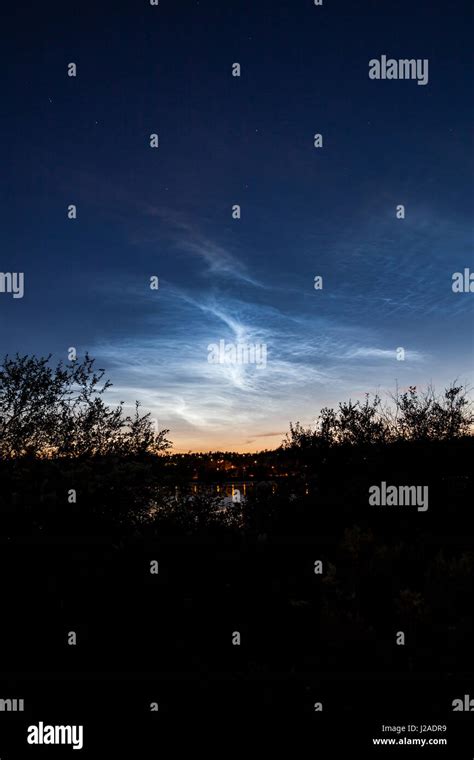 Noctilucent Clouds At Night Sky Stock Photo Alamy
