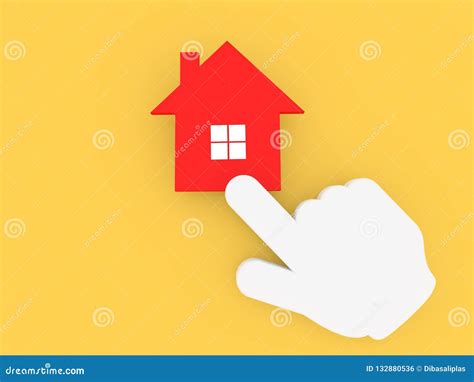 Cursor Hand Clicking On The House Icon Stock Illustration