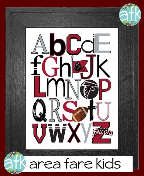 Atlanta Falcons Football Abc Nursery Art Print By Areafarekids On Etsy