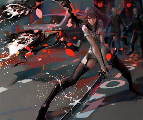 Anime Girl With Sword Wallpaper Hd