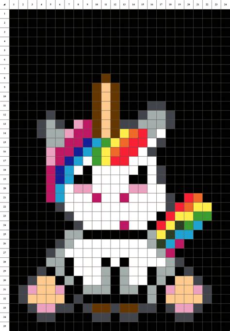 Le pixel art licorne permet aux enfants de reproduire un modèle de dessin facilement ! Licorne Arc-en-ciel - Pixel Art | La Manufacture du Pixel