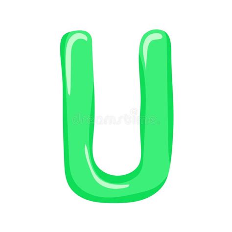 Green Letter U Of The English Alphabet In A Colorful Cartoon Style