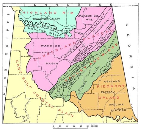 Map Of The Physical Divisions Of Northern Alabama Adapted And Modified