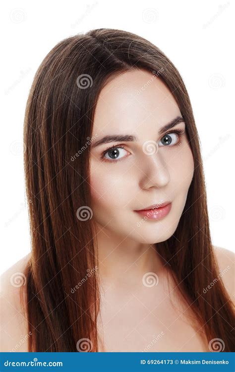 Beauty Portrait Of Pretty Girl With Natural Makeup Beautiful Sp Stock Image Image Of Hair