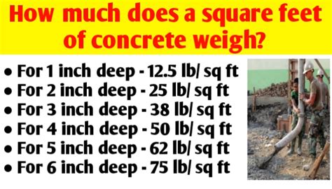 How Much Does A Square Foot Sq Ft Of Concrete Weigh Civil Sir