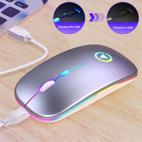 24g Silent Wireless Mouse Rgb Led Backlit 1600dpi Gaming Mouse For