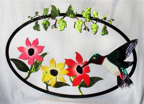 hummingbirds flowers metal wall art home décor made in usa etsy