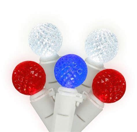Set Of 50 Red White And Blue Led G12 Berry Fashion Christmas Lights