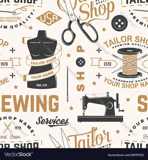 Tailor Shop Seamless Pattern Or Background Vector Image