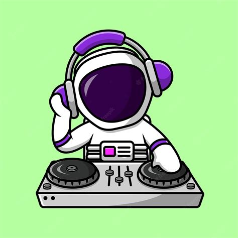 Premium Vector Cute Astronaut Playing Dj Music With Headphone Cartoon