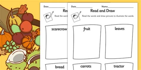 Harvest Differentiated Read And Draw Worksheet Worksheet Pack Autumn