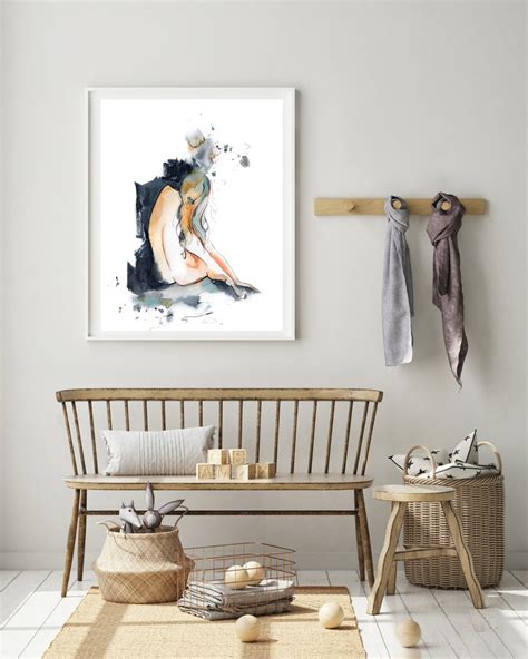 Nude Painting Nude Woman Watercolor Painting Of A Nude Etsy UK