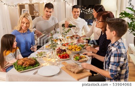 The zazzle marketplace has family dinner invitation designs from amazing designers starting as low as $1.15. happy family having dinner party at home - Stock Photo ...