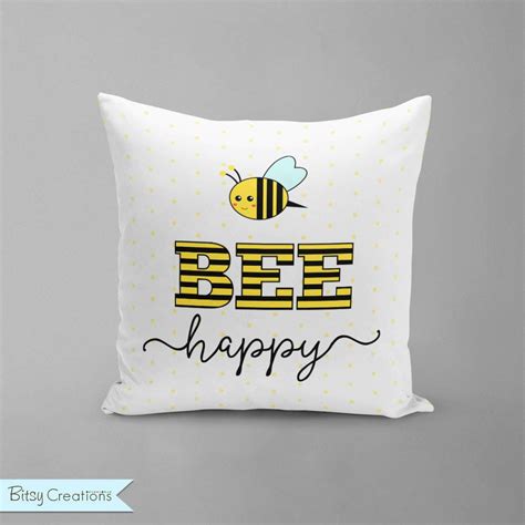 Bee Pillow Cover Personalized Bee With Flowers Pillow Cover Etsy Uk