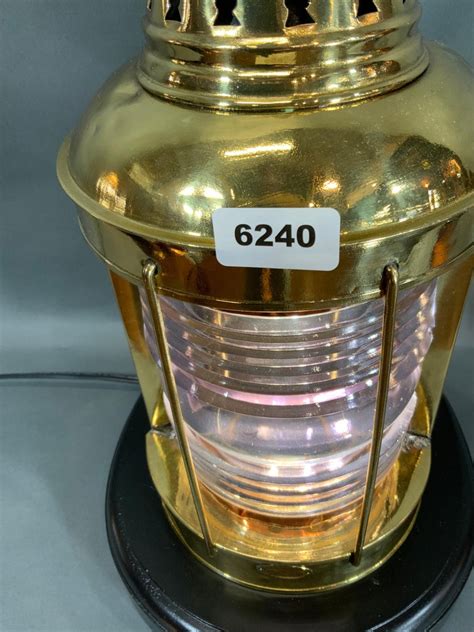 Fh Lovell Co Solid Brass Ships Lantern With Fresnel Glass Lens For