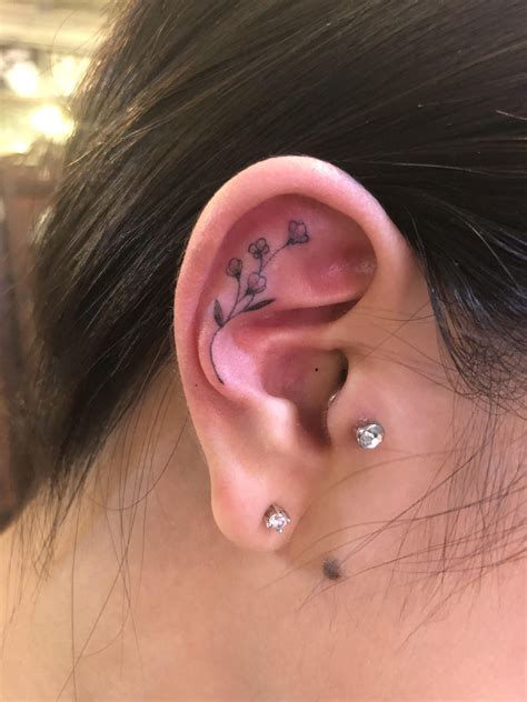 First Ear Tattoo Done By Hazel At The Company In Hong Kong Behind Ear Tattoos Inner Ear