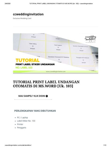Tutorial Print Label Undangan Otomatis Di Ms Word Uk 103