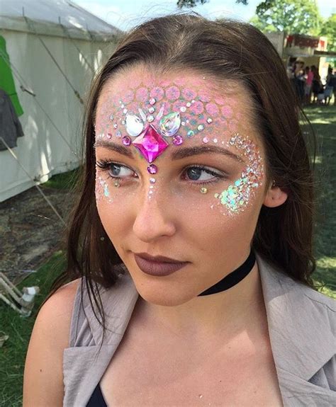 Mermaid Inspired Pink And White Festival Jewels And Facepaint