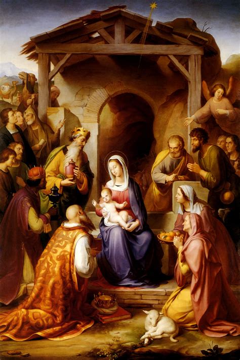 The Nativity Birth Of Christ Biblical Painting By Franz Von Etsy