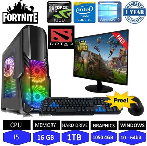 Fast Gaming Pc Computer Bundle Intel Quad Core I5 16gb 1tb 4gb
