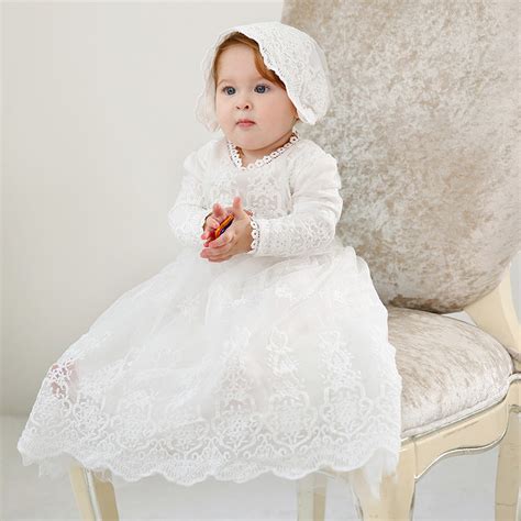 Baby Baptism Dress Long Lace Princess Newborn Baby Christening Gowns 1