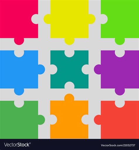 9 Colorful Puzzle Pieces Jigsaw Puzzles Marketing Vector Image