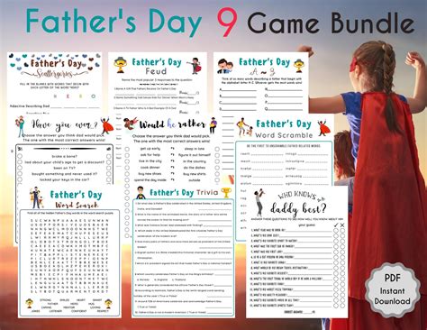 Fathers Day 9 Game Bundle Fathers Day Game For Etsy In 2021