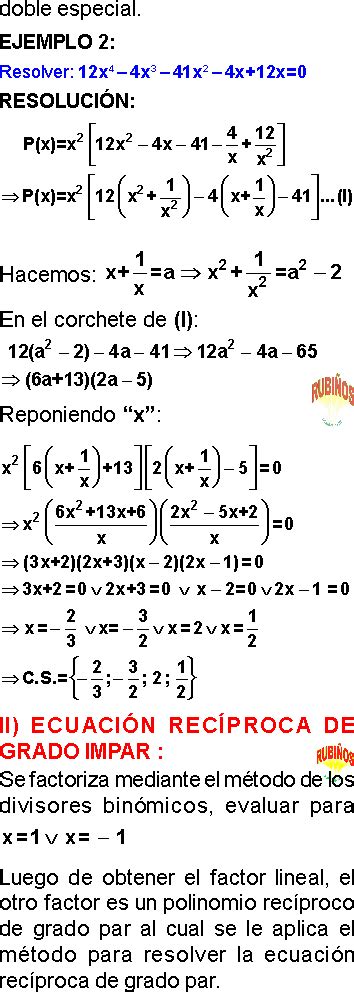 Ecuaciones De Grado Superior Explicaciones FÓrmulas Y Ejemplos
