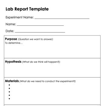 FREE Science Experiment Lab Report Template Junior TpT