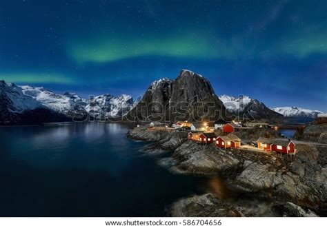 Hamnoy Lofoten Norway2017 Aurora Borealis Stock Photo Edit Now 586704656