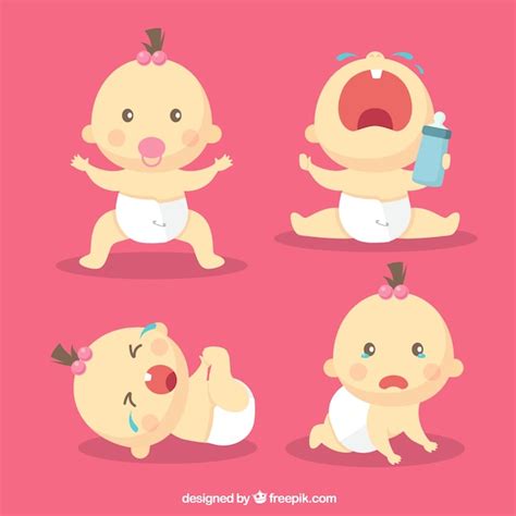 Free Vector Babies Collection In Flat Style