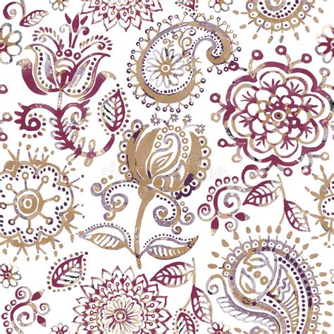 Floral Seamless Pattern In Paisley Style Abstract Wallpaper With