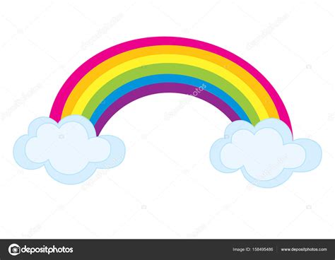 Vector Colorful Rainbow With Clouds Rainbow Vector Illustration Stock