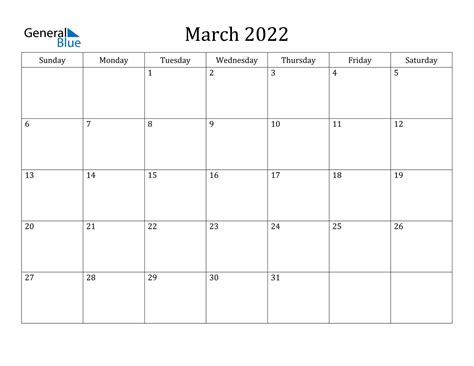 March 2022 Calendar Pdf Word Excel