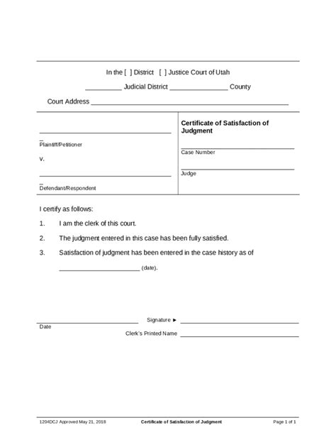 Certificate Of Satisfaction Of Judgment Doc Template Pdffiller