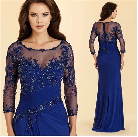 Vintage Navy Blue Long Evening Dresses 2016 Elegant Appliques Lace 34
