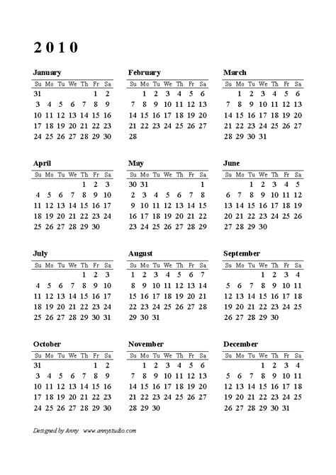 Ousard 2010 Calendar