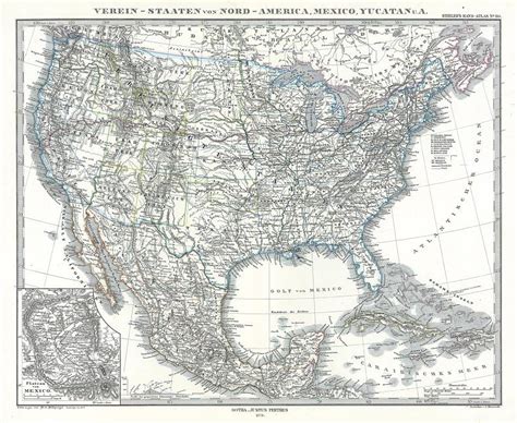 Old And Antique Prints And Maps United States And Mexico 1879